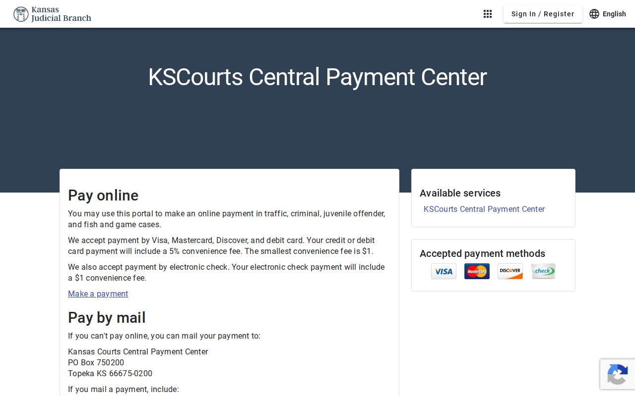 Baxter Springs court records Kansas Central Payment Center channel