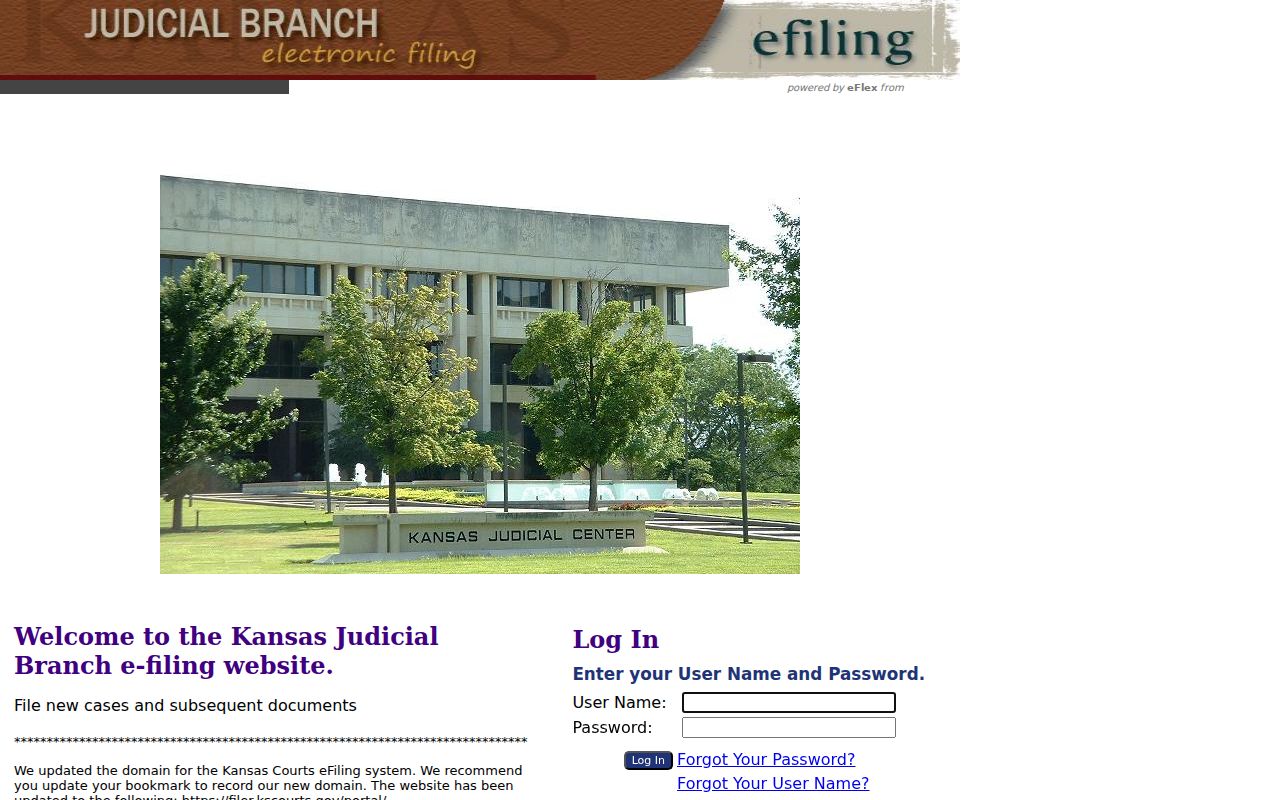 Kansas eFlex filing portal used for Cherokee County civil filings