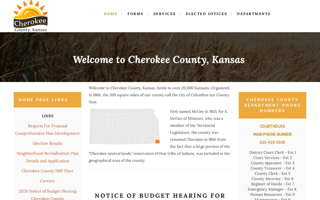Cherokee County court docket county home page