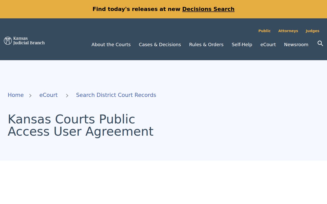 Cherokee County court docket Kansas portal user agreement